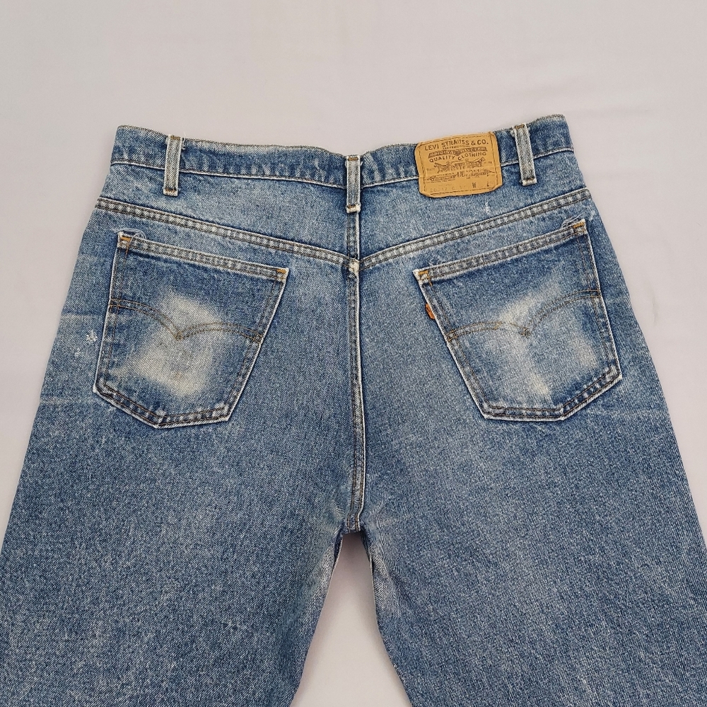 Vintage Levi's Orange Tab Jeans Size 35x32 Distressed Faded Blue Jeans - Picture 10 of 16